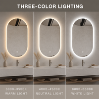Miroir de salle de bain LED ovale sans cadre avec éclairage arrière doux, commande tactile, miroir mural OEM ODM pour villa, hôtel, achat en gros