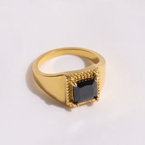 Dainty – bague de déclaration en acier inoxydable plaqué or 18k <span class=keywords><strong>pour</strong></span> femmes et hommes, bague de luxe en zircone cubique, bague de promesse en pierre précieuse - Product Image 3