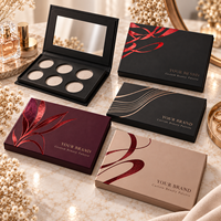 Boîte de palette de beauté professionnelle en carton rigide avec miroir, six compartiments, emballage cosmétique pour maquillage