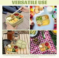 Boîte à bento en silicone personnalisée à 3 compartiments avec couvercle anti-fuite, sans BPA, certifiée FDA LFGB, OEM ODM, récipient à lunch pour enfants et adultes
