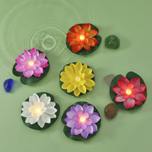 Led <b>Waterproof</b> Floating Lotus Candle Flower Shape <b>Foam</b> Plastic Votive Candle For New Year Decoration - Product Image 3