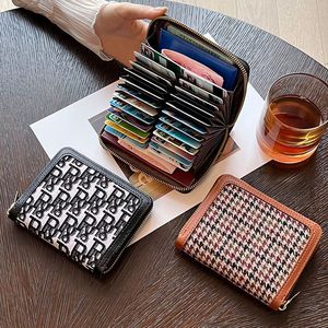 <span class=keywords><strong>Portafoglio</strong></span> da <span class=keywords><strong>donna</strong></span> a scacchiera retrò marrone <span class=keywords><strong>nero</strong></span> con cerniera corta con chiusura aperta in Nylon con fodera leopardata - Product Image 6