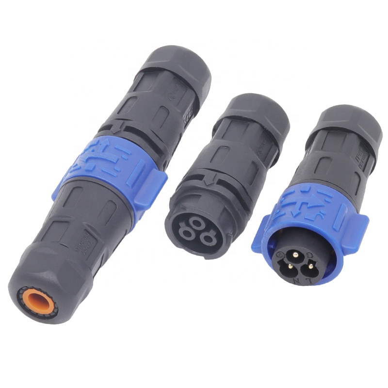AOHUA outdoor power cable wire IP67 waterproof self-locking 3 pin connector for battary