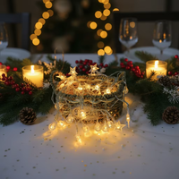 Guirlande lumineuse LED rechargeable en forme de lune et d'étoiles, fil de cuivre, alimentée par piles, pour chambre à coucher, cadeau d'anniversaire pour enfants, décoration de Noël