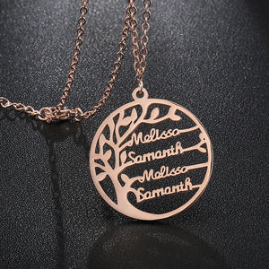 Personnalisé <span class=keywords><strong>Arbre</strong></span> <span class=keywords><strong>De</strong></span> <span class=keywords><strong>Vie</strong></span> <span class=keywords><strong>Collier</strong></span> Nom Personnalisé En Acier Inoxydable Doré <span class=keywords><strong>Arbre</strong></span> Généalogique Femmes Lettre <span class=keywords><strong>Collier</strong></span> Bijoux Couple Cadeaux - Product Image 3