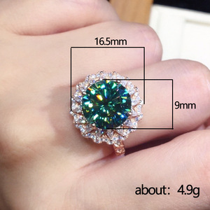 Bague F1377 en Moissanite, taille brillant rond, forme fleur, monture griffe en or blanc, alliance de fiançailles pour femme - Product Image 5