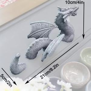 회색 중국 용 수지 조각 세트, 자세한 비늘과 날개가 있는 야외 동양 정원 동상 - Product Image 6