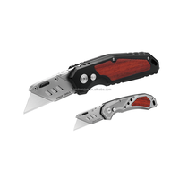Couteau utilitaire pliable de poche avec clip de ceinture en alliage d'aluminium bois incrustation décoration poignée lame de rasoir verrouillage boîte pliante Cutter