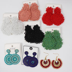 Boucles <span class=keywords><strong>d</strong></span>'oreilles Miyuki plaquées or de style bohème Boucles <span class=keywords><strong>d</strong></span>'oreilles créoles perlées à la mode pour dames Price-E417 <span class=keywords><strong>d</strong></span>'usine - Product Image 1