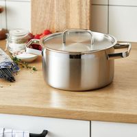 Vente chaude Prix Usine 24cm En Acier Inoxydable Triply Non Revêtement Cuisine Soupe Pot avec SS Couvercle pour Gaz À Induction