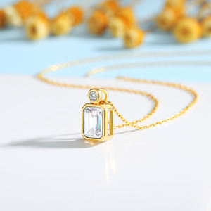 Liontin Perhiasan Emas 14K Berongga <span class=keywords><strong>2</strong></span> Karat 3 Karat 4 Karat Potongan Zamrud Moissanite Putih Berlian Emas Kalung Wanita - Product Image 4