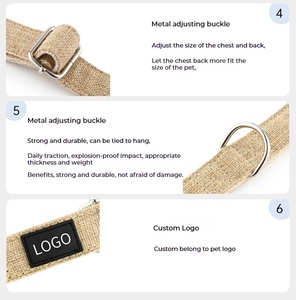 Nuevo diseño Collar para mascotas Logotipo personalizado Collar para perros de cáñamo puro con tirantez ajustable y hebilla de metal de liberación rápida - Product Image 4