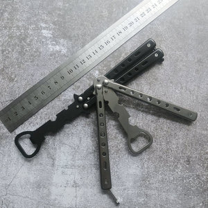 Ouvre-bouteille papillon style <span class=keywords><strong>Balisong</strong></span>, ouvre-bouteille pliable EDC en acier inoxydable avec étui de poche, cadeau pour homme, ouvre-bouteille pour bière - Product Image 2