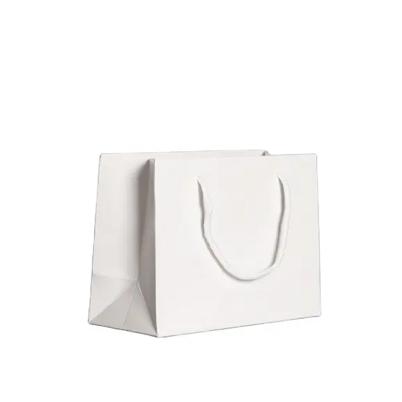 free sample wholesale customized logo white paper bag with handle rope