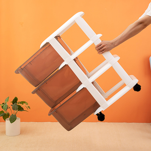 Estante de almacenamiento de ropa y artículos diversos para niños, mueble móvil de 3 a 5 capas, a prueba de polvo, con cajones de almacenamiento de cubierta, de plástico, con ruedas - Product Image 4