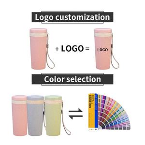 Custom Pink <b>Straw</b> Cup Eco-Friendly Light Weight Portable Wheat Water <b>Bottle</b> With Lid - Product Image 6