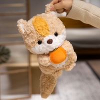 Schattig krullend pluizig vos-eekhoorn knuffeldier met fruit, zacht knuffeldier vos-eekhoorn pop voor kinderen verjaardagscadeau