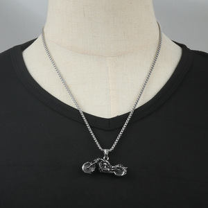 Pendentif moto flamme en acier titane, chaîne argentée et dorée 3.0*60cm, pendentifs thématiques pour hommes, cadeau, bijoux de mode - Product Image 4