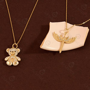 Gemnel 925 argento <span class=keywords><strong>orsacchiotto</strong></span> <span class=keywords><strong>collana</strong></span> in oro 14K 925 argento CZ simbolo di amore e Comfort delicato gioielli regalo - Product Image 3