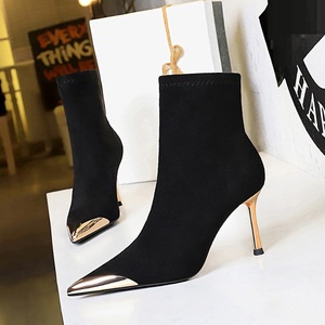 2024 New Heels Fashion Autumn Stretch Metal Heel Pointed Toe <b>Ankle</b> <b>Sock</b> Boots for <b>Women</b> - Product Image 6