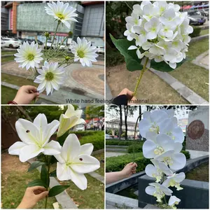 Venta al por mayor de rosas hortensias artificiales blancas, peonías, pagoda de hortensias individuales, decoraciones de boda, flores falsas de Graduación - Product Image 5