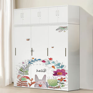 Usine en gros pas cher fer Almirah casier placard de rangement <span class=keywords><strong>armoire</strong></span> en acier 2 peinture porte coulissante garde-robe en métal avec miroir - Product Image 2