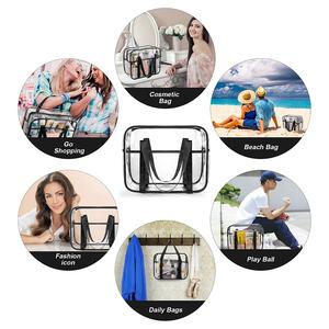 Bolsa de Maquillaje Transparente Impermeable de PVC Grande, Bolsa de Cosméticos Portátil de Vinilo con Asa - Product Image 6