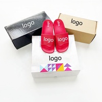 Sandales et claquettes souples pour femmes en PU/PVC, antidérapantes, avec logo et motif personnalisés, de haute qualité, vente en gros 2023, avec boîte