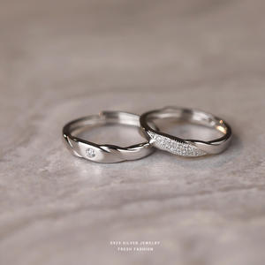 批发新到货订婚结婚承诺珠宝925纯银不规则戒指情侣情侣精品珠宝 - Product Image 3