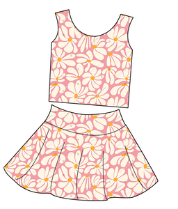 Nuevo Conjunto de 2 Piezas de Tela de Yoga para Niñas Pequeñas: Top Corto sin Mangas y Falda con Vuelo en Línea A, Ropa Deportiva para Jugar y Descansar a Diario - Product Image 3