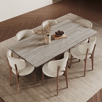 Table à manger moderne italienne de luxe, design minimaliste en plaque de roche, pour petit appartement, table à manger rectangulaire