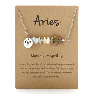 Collar de Piedras Naturales con Signos del Zodiaco para Mujer, Collar de Cristal en Bruto con Signos del Zodiaco, Joyería de Cristal con Piedras Preciosas Curativas - Product Image 5