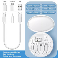 6 en 1 Multiport Multifunción Usb C Kit de carga y cable de datos 60W Adaptador de teléfono de carga rápida Kit de cable de carga
