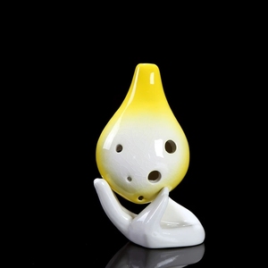 Mini ocarina en céramique à 6 trous, design goutte d'eau, glaçure effet craquelé, instrument à vent, cadeau musical éducatif pour débutants - Product Image 4