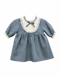 Robe vintage en dentelle à manches bouffantes pour bébé fille avec détail ruban pour séances photo - Product Image 2
