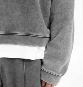 Sudadera de Otoño para Hombre, Estilo Urbano Vintage, Oversize, de Tejido Grueso, con Hombros Caídos, Cuello Redondo, Estampado con Efecto Ácido - Product Image 2