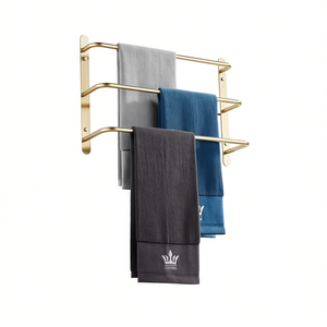 Toallero de Acero Inoxidable 304 de Tres Niveles con Acabado Dorado Cepillado, 17.72 Pulgadas, Accesorio de Baño para Montar en la Pared - Product Image 1