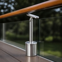 Edelstahl Exzenter-Gebogene Glasgeländerhalterung Verstellbare Handlaufstütze für Treppen und Balkone