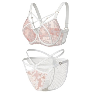 Ensemble de lingerie sexy en dentelle personnalisé pour femmes grandes tailles, spécial été, pour poitrines généreuses, avec soutien-gorge push-up à armatures et couvrance complète - Product Image 5