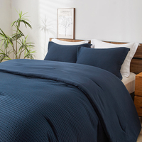 Ensemble de literie en coton égyptien de haute qualité couette bleu marine motif solide géométrique personnalisable pour hôtels maison usine directe