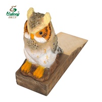 Butée de porte décorative en bois sculpté à la main, forme d'animal vintage