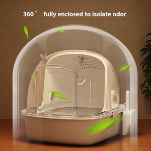 Grande litière pour chat <span class=keywords><strong>avec</strong></span> <span class=keywords><strong>porte</strong></span> avant et pelle, entièrement fermée, surface anti-adhésive, amovible, facile à nettoyer, anti-odeurs - Product Image 4
