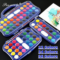 Ensemble de peinture à l'aquarelle solide non toxique avec pinceaux, 12/24/36 couleurs, pigments d'aquarelle pour peinture artistique DIY