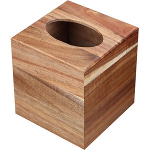 Acacia Wood Tissue Box Cover with Slide-Out Bottom, Tissue Box Cover Square for Bathroom, Bedroom, Dinner Table, Office