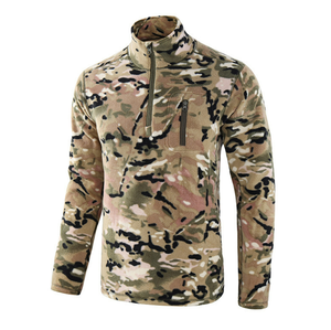 Chemises thermiques tactiques HBU816 en polaire intérieure et extérieure, pull épais avec col zippé et col montant - Product Image 2