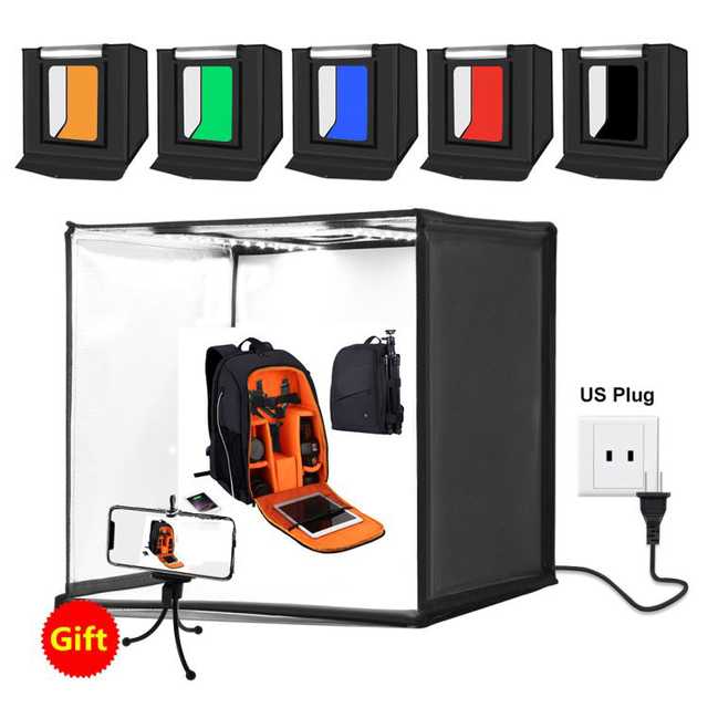 PULUZ Photo Studio Light Box 60cm Portable Foldable LED Light Tent Box 36W 5500K Dimmable Photography Accessories Shooting Kit