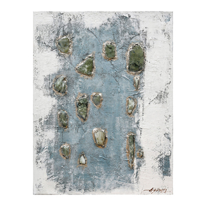 Pinturas de Arte Mural Azul al por Mayor, Cuadro Abstracto, Pintura Acrílica 100% Hecha a Mano, Textura Gruesa con Piedra de Jade Natural - Product Image 1