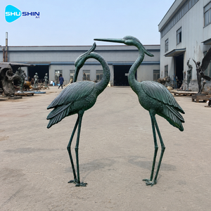Precio de Fábrica: Escultura Grande de Grulla de Bronce, Par de Estatuas de Garzas para Exteriores, Decoración de Jardín, Parque, Villa, Patio, Lago y Paisaje - Product Image 3