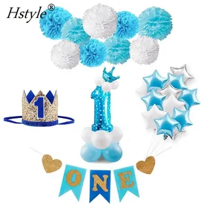 Biru 1st Pesta Ulang Tahun Satu Tahun Baby Blue Balon Ini Adalah Anak Laki-laki Bayi Royal Blue Shower Nikmat dan hadiah SET368