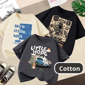 T-shirt en coton d'été à la mode pour garçons Nouveau haut décontracté à manches courtes avec impression numérique Design élégant à demi-manches pour enfants - Product Image 2